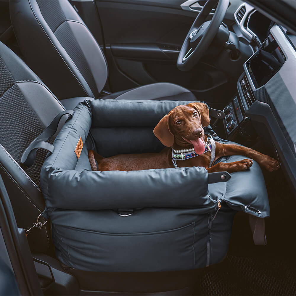 Luxe Honden Autostoel van Kunstleer – Veilig & Comfortabel