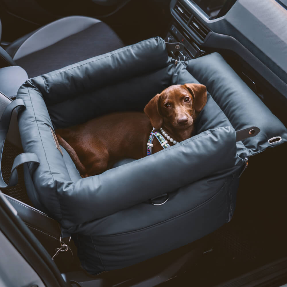 Luxe Honden Autostoel van Kunstleer – Veilig & Comfortabel