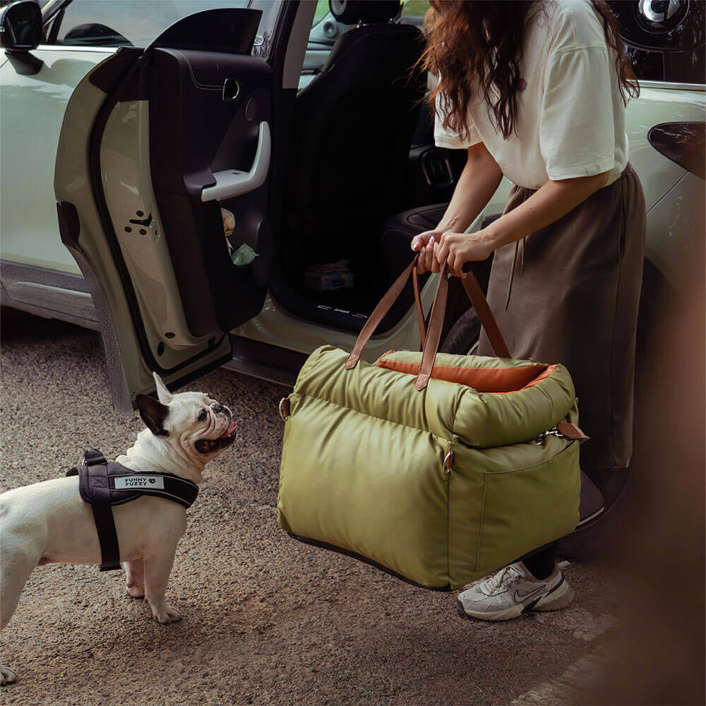 Luxe Honden Autostoel van Kunstleer – Veilig & Comfortabel