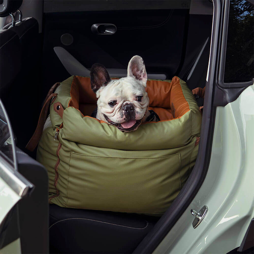 Luxe Honden Autostoel van Kunstleer – Veilig & Comfortabel