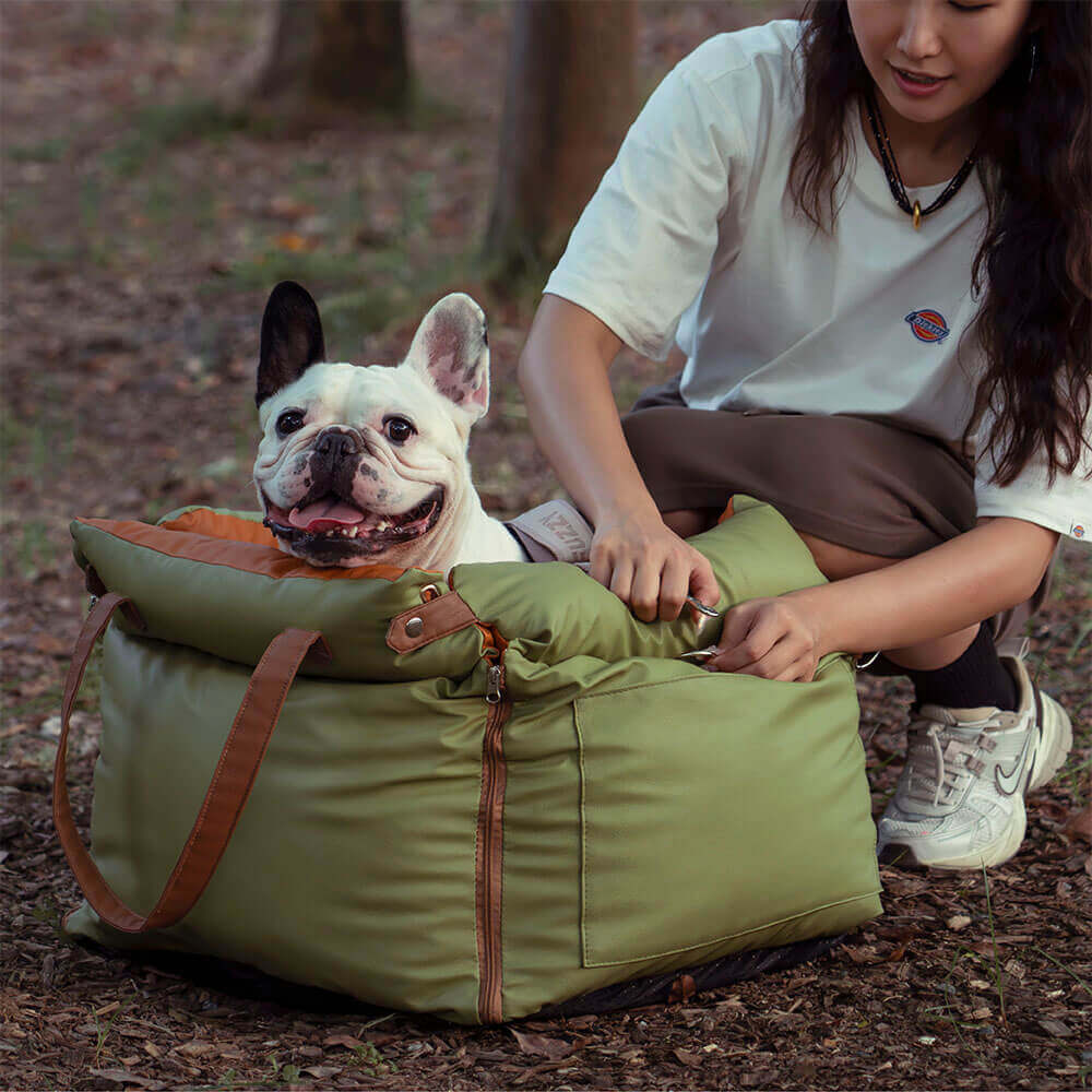 Luxe Honden Autostoel van Kunstleer – Veilig & Comfortabel