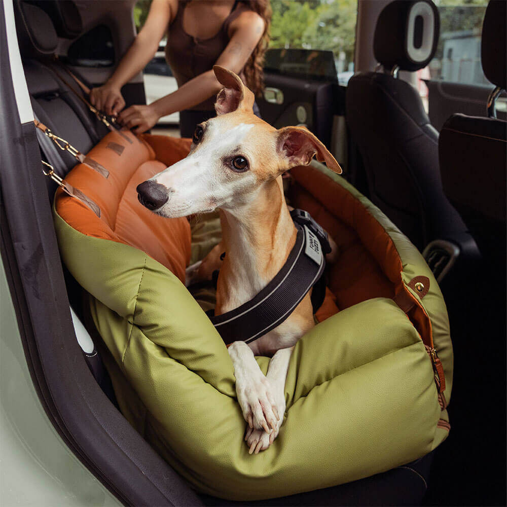 Luxe Honden Autostoel van Kunstleer – Veilig & Comfortabel